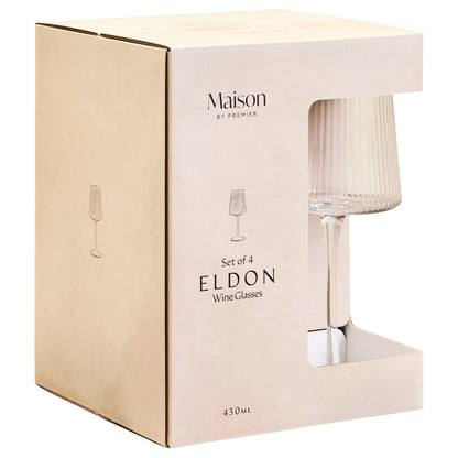 Eldon Set of Four Ribbed Wine Glasses 430ml