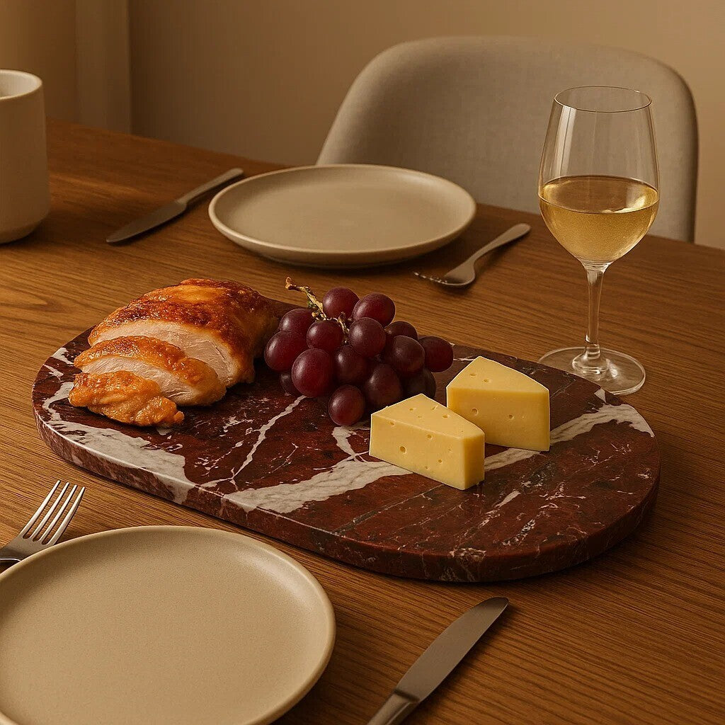 Salmo Oval Red Marble Serving Board