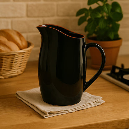 Calisto Terracotta Black Glazed Pitcher