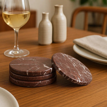 Salmo Set of Four Red Marble Coasters