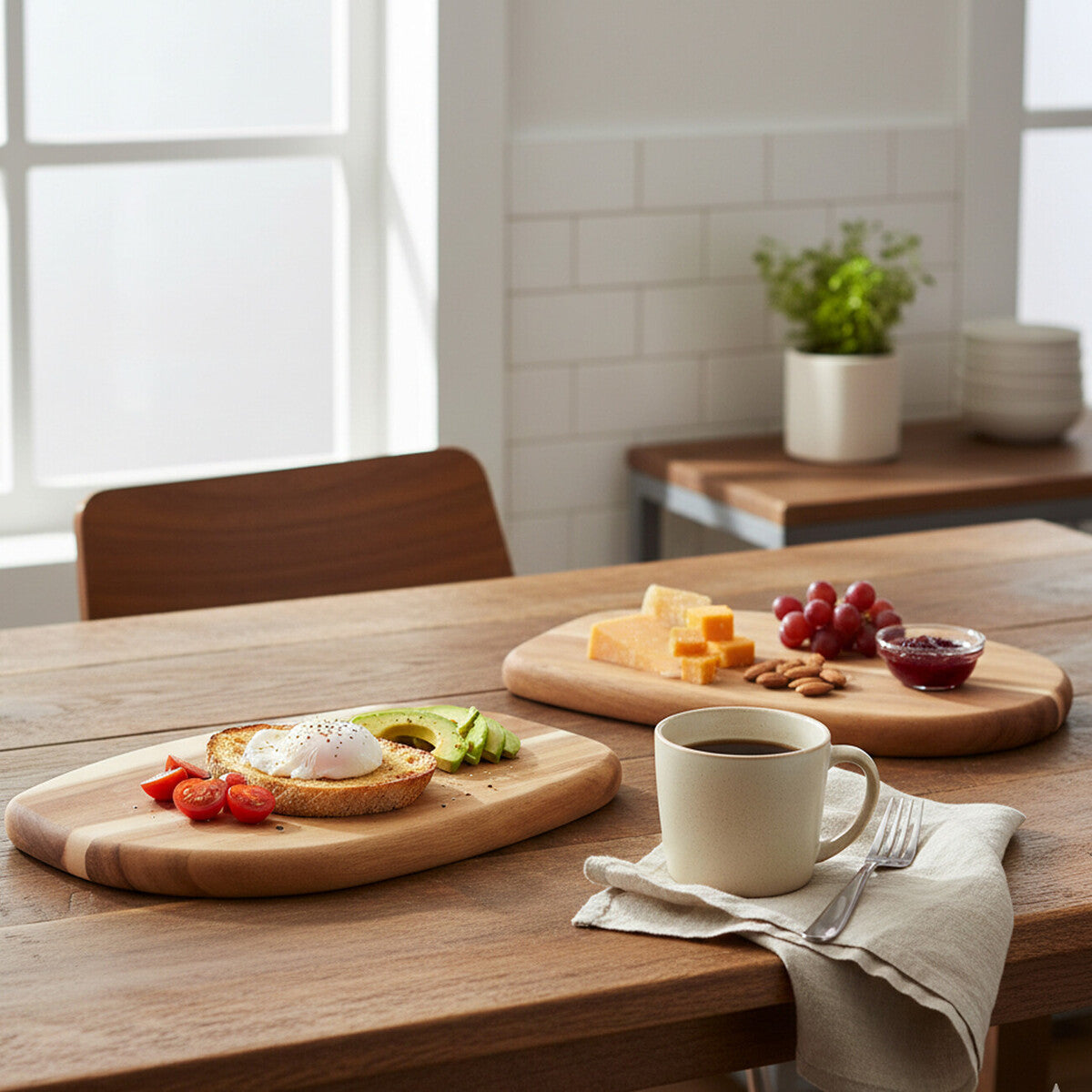 Kora Acacia Set Of 2 Serving And Chopping Board