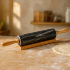 Cook Nook Marmore Black Marble Rolling Pin With Wooden Handles