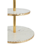 Cook Nook Empire 2 Tier White Marble And Gold Finish Cake Stand