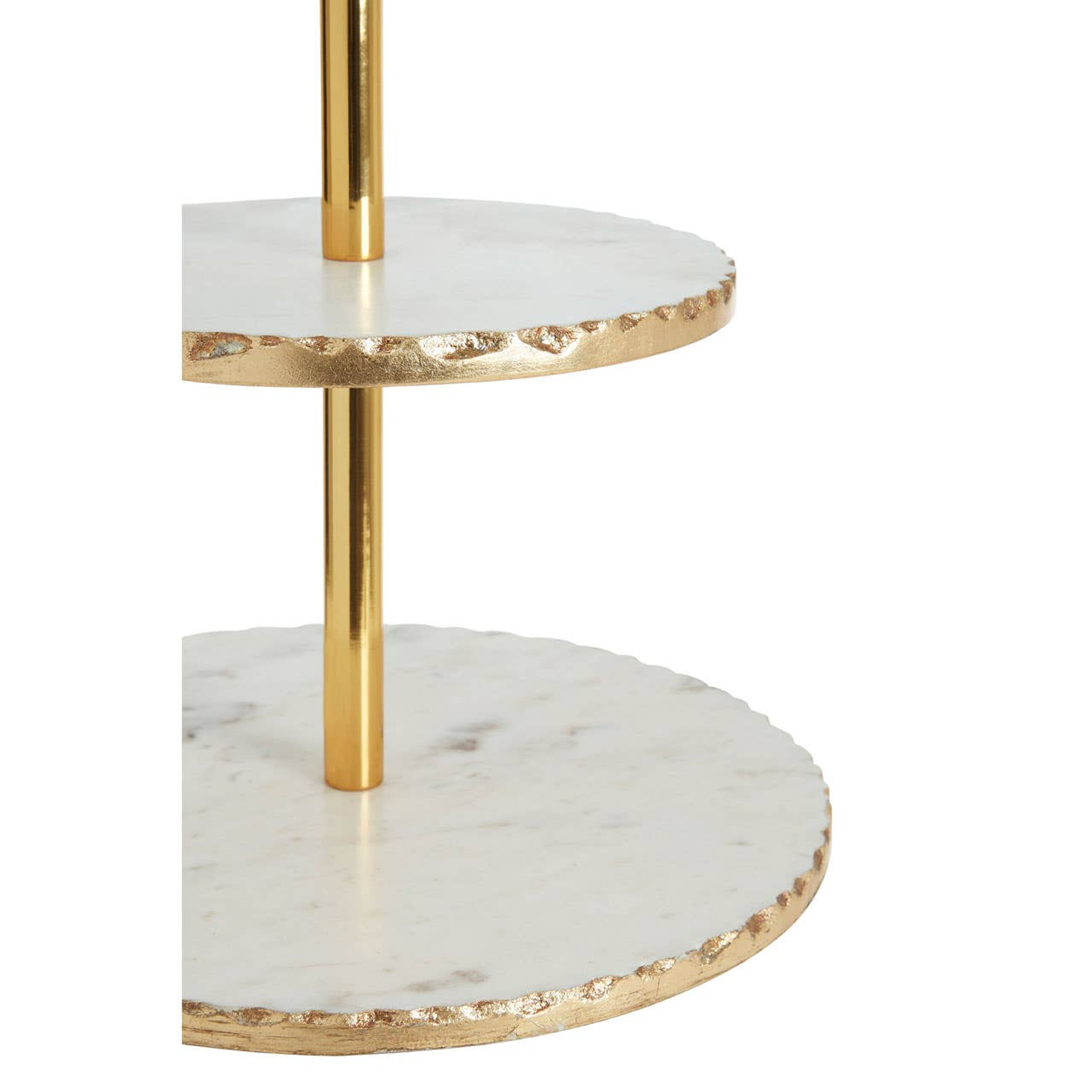 Cook Nook Empire 2 Tier White Marble And Gold Finish Cake Stand