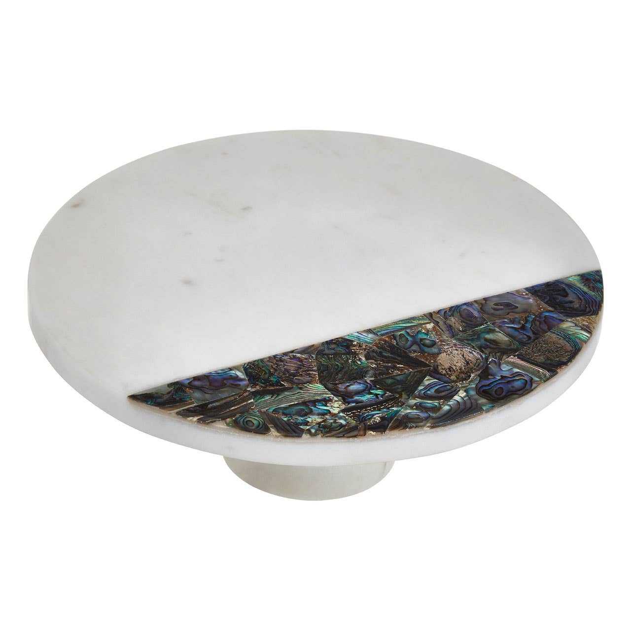 Cook Nook Imogen White Marble and Paua Shell Round Cake Stand