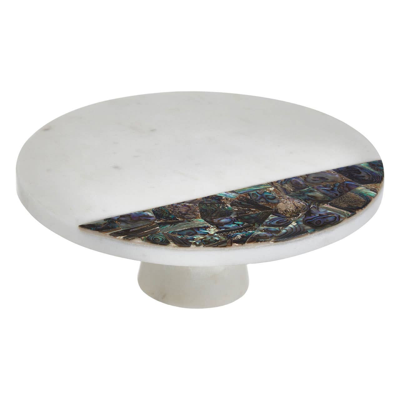 Cook Nook Imogen White Marble and Paua Shell Round Cake Stand
