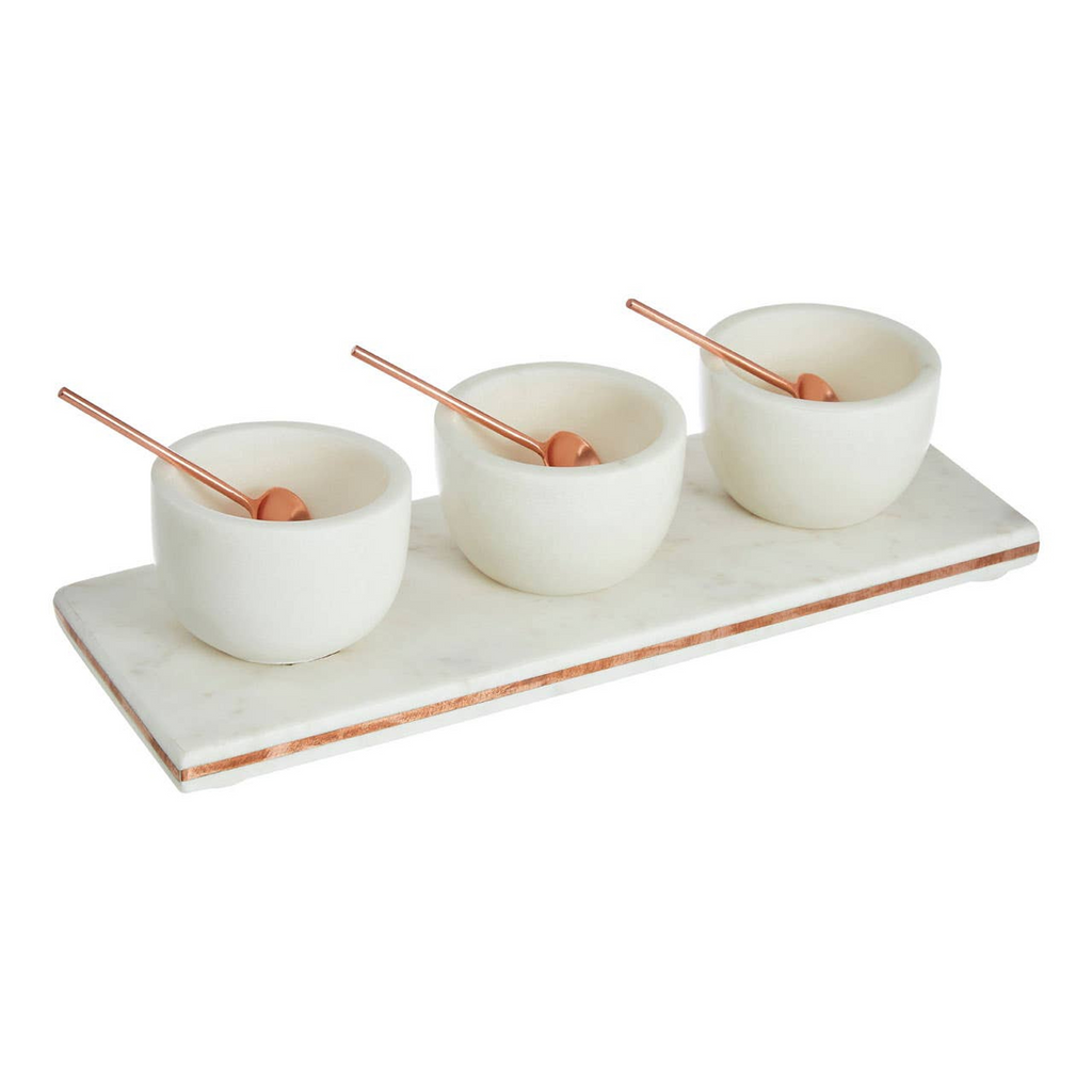 Cook Nook Monzaro Marble Dip Bowls with Board Set