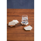 Cook Nook Monzaro Set Of 4 White Marble And Copper Inlay Coasters