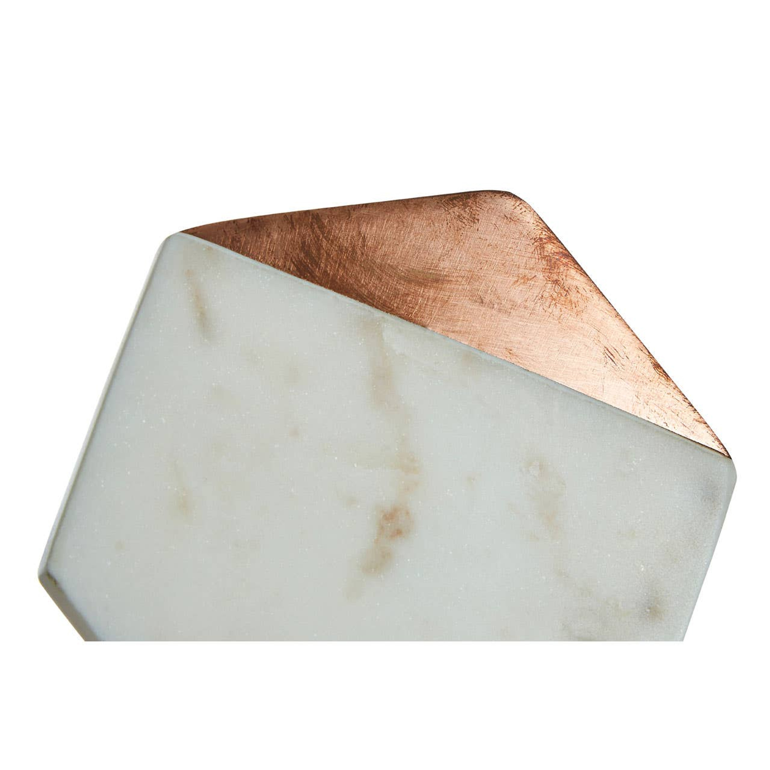 Cook Nook Monzaro Set Of 4 White Marble And Copper Inlay Coasters