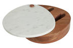 Cook Nook Monzaro White Marble And Wood Cheese Knife And Board Set