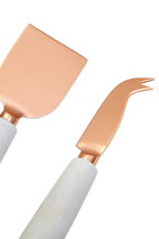 Cook Nook Monzaro White Marble And Wood Cheese Knife And Board Set