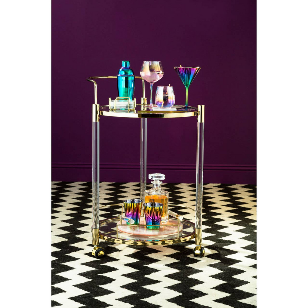 Cook Nook Delphine Set Of 4 White Marble Coasters with Brass Finish Holder