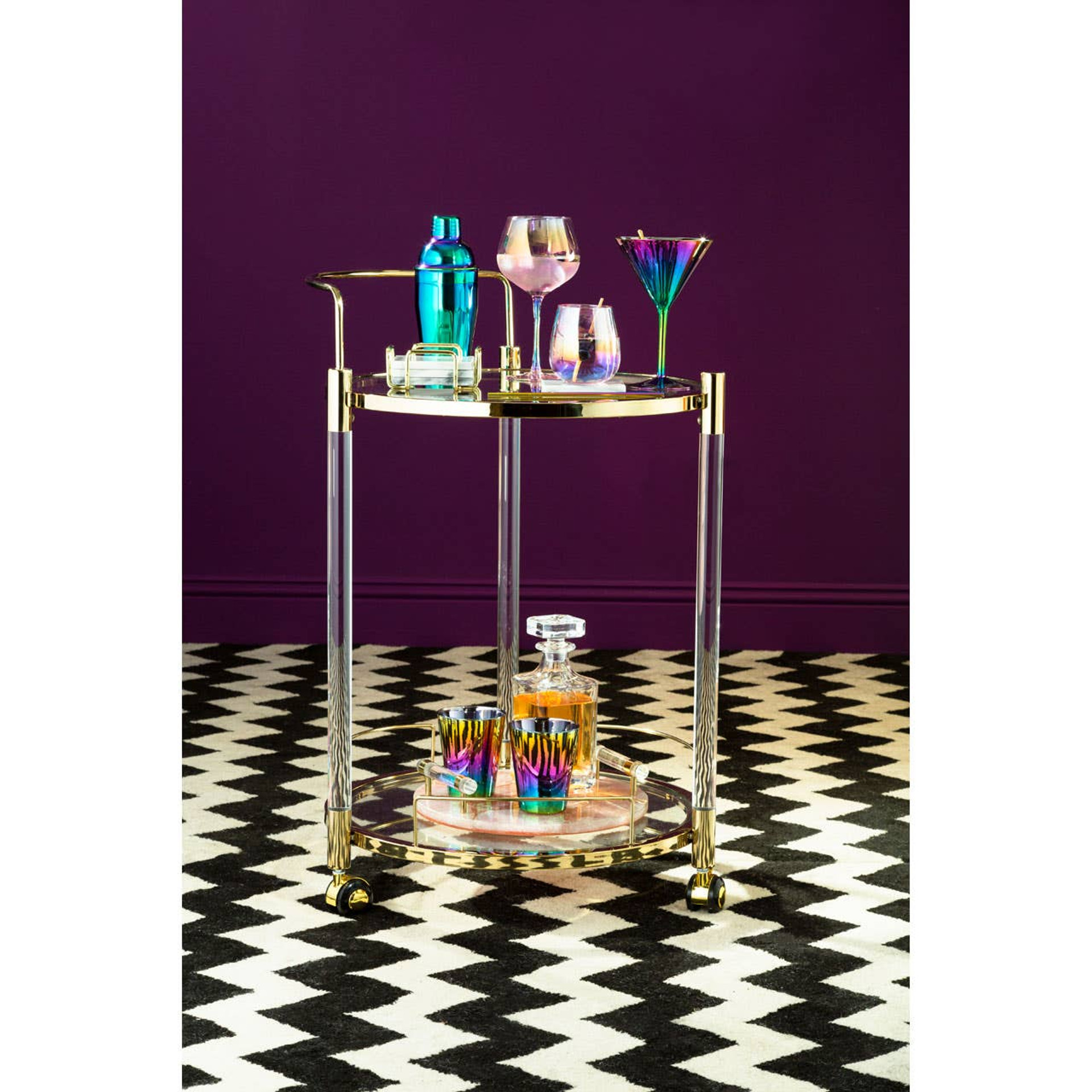 Cook Nook Delphine Set Of 4 White Marble Coasters with Brass Finish Holder