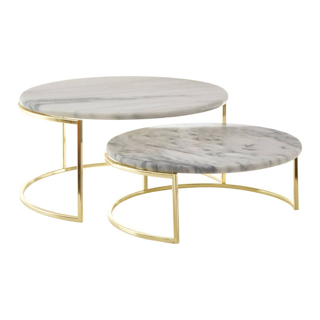 Cook Nook Delphine Set Of 2 White Marble Cake Stands