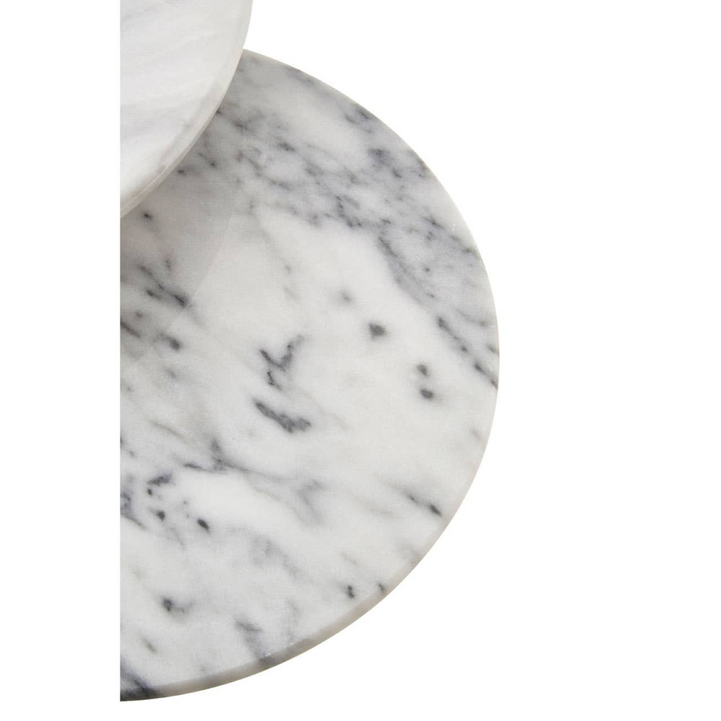 Cook Nook Delphine Set Of 2 White Marble Cake Stands