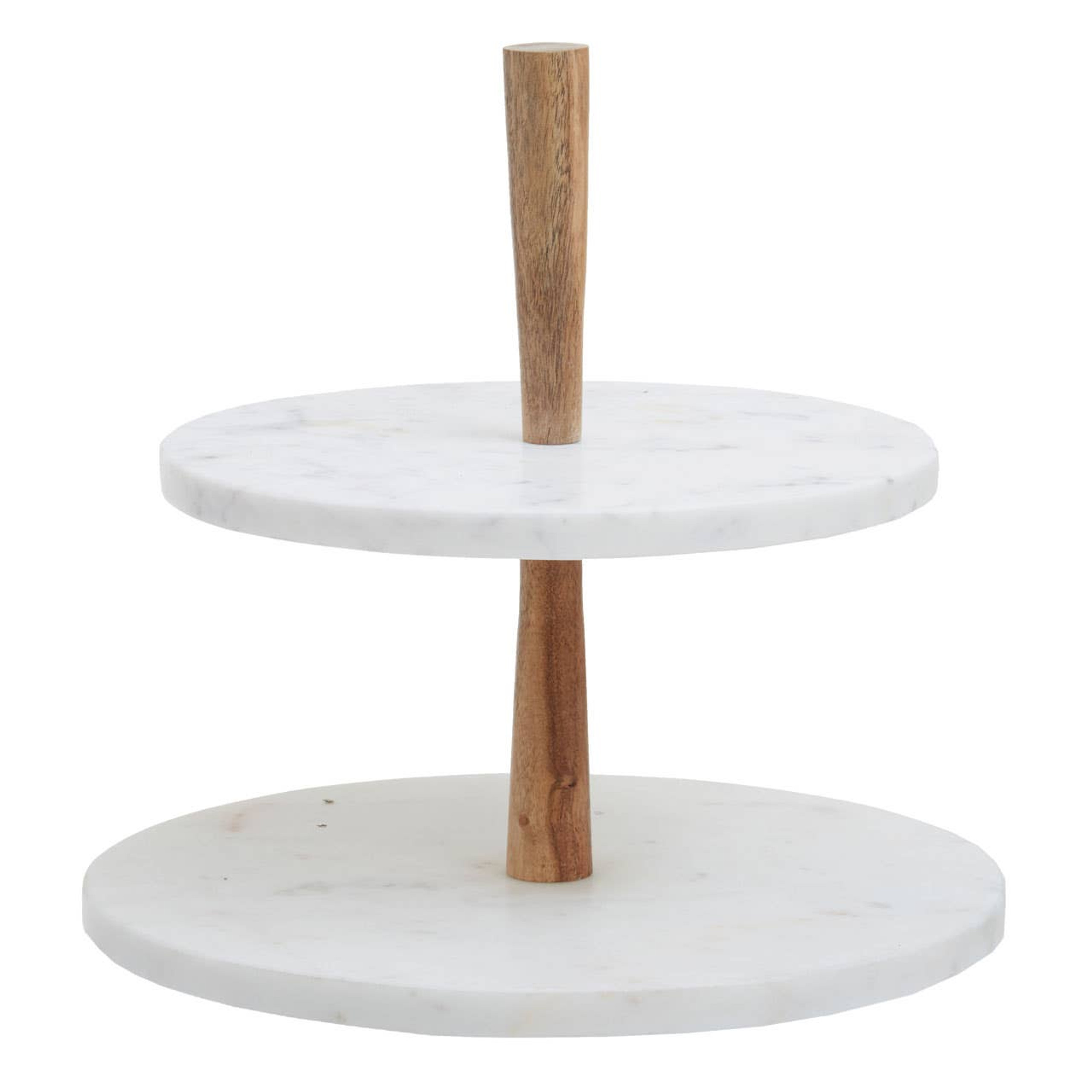Cook Nook Monzaro Two Tier Marble and Acacia Wood Cake Stand