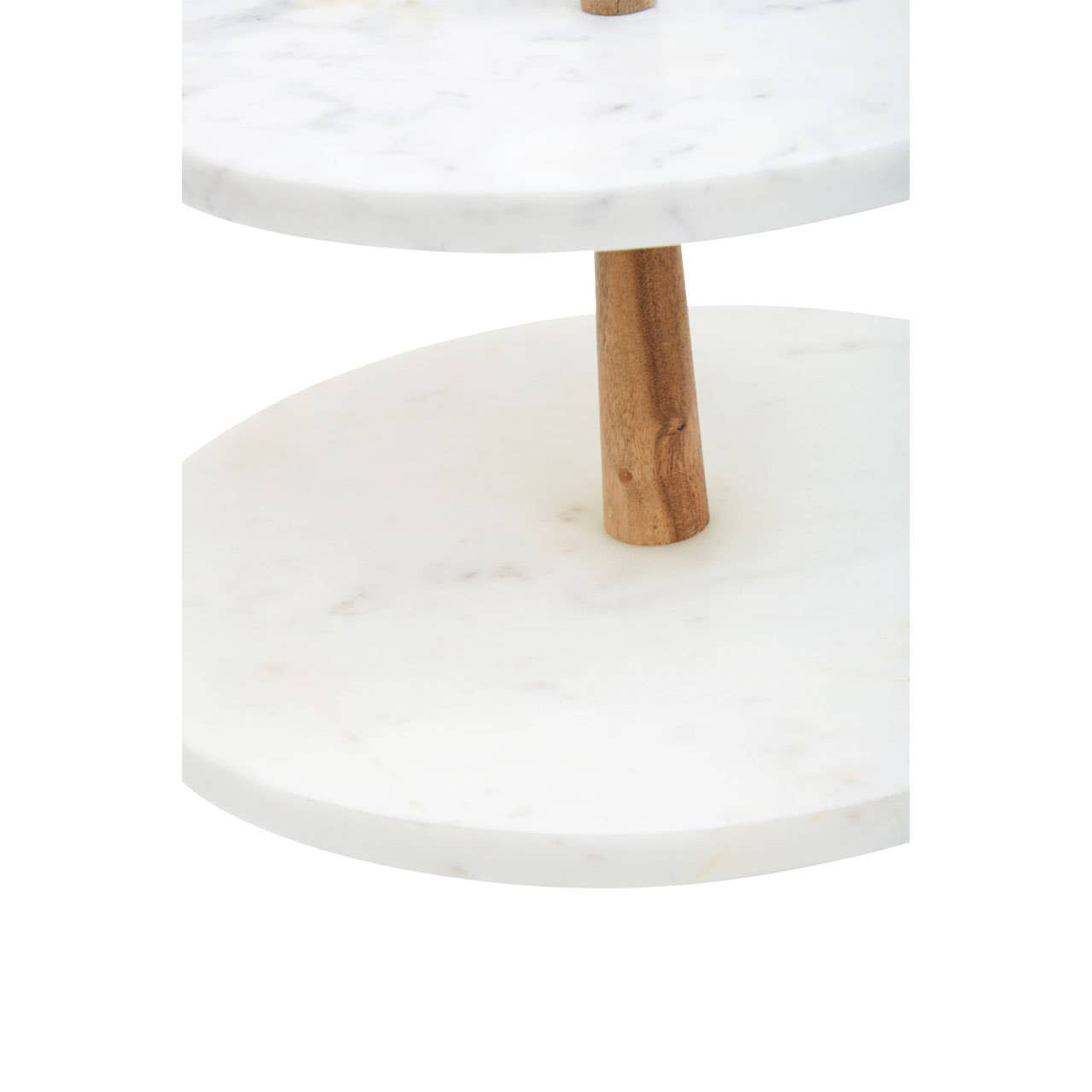 Cook Nook Monzaro Two Tier Marble and Acacia Wood Cake Stand