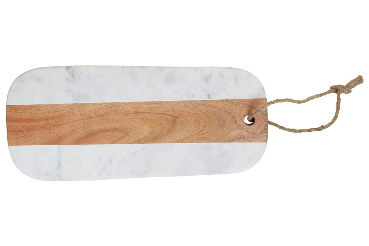 Cook Nook Monzaro Oblong White Marble And Acacia Wood Board