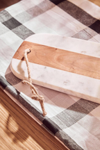 Cook Nook Monzaro Oblong White Marble And Acacia Wood Board