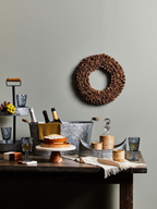 Cook Nook Monzaro Round White Marble And Acacia Wood Cake Stand