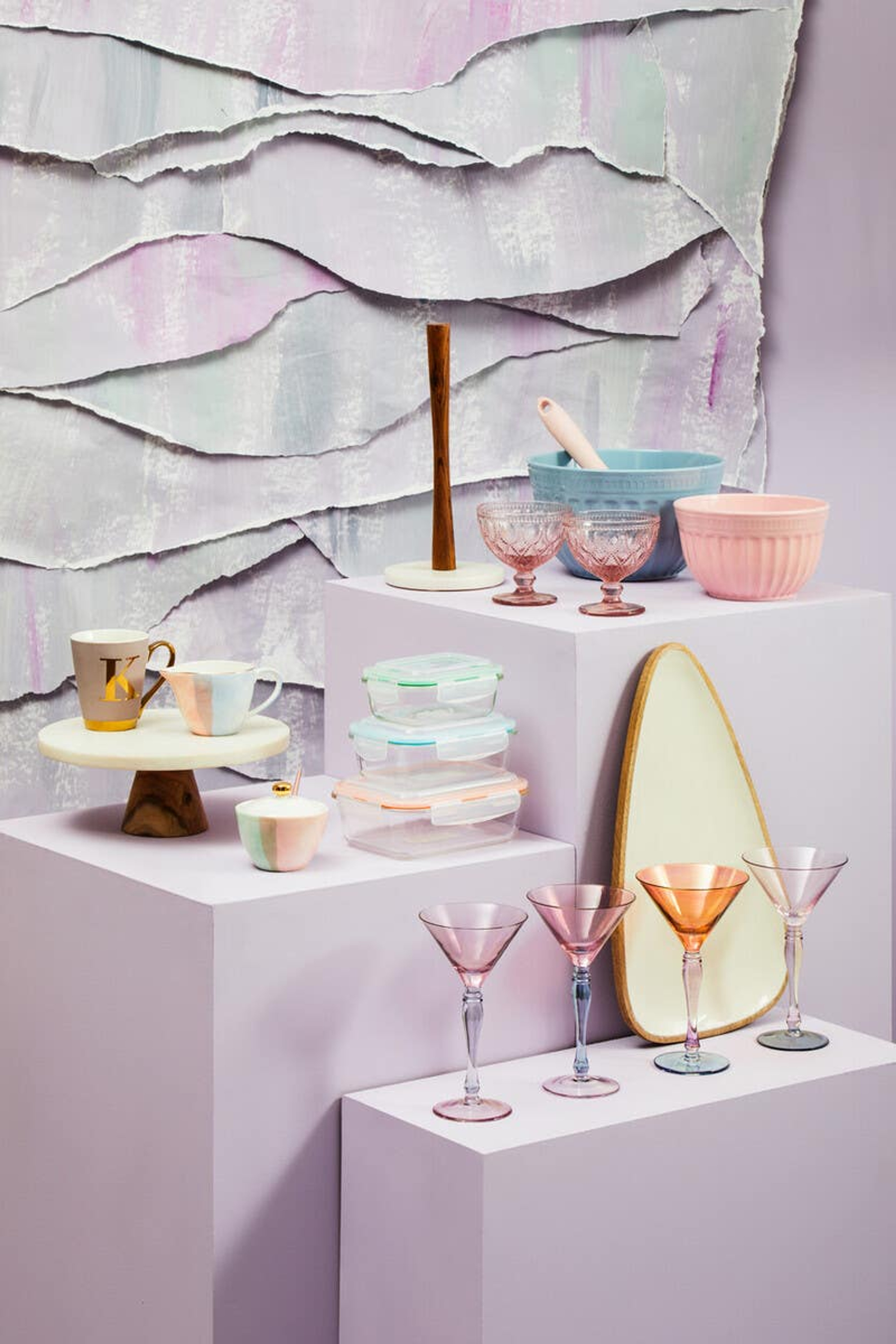 Cook Nook Monzaro Round White Marble And Acacia Wood Cake Stand