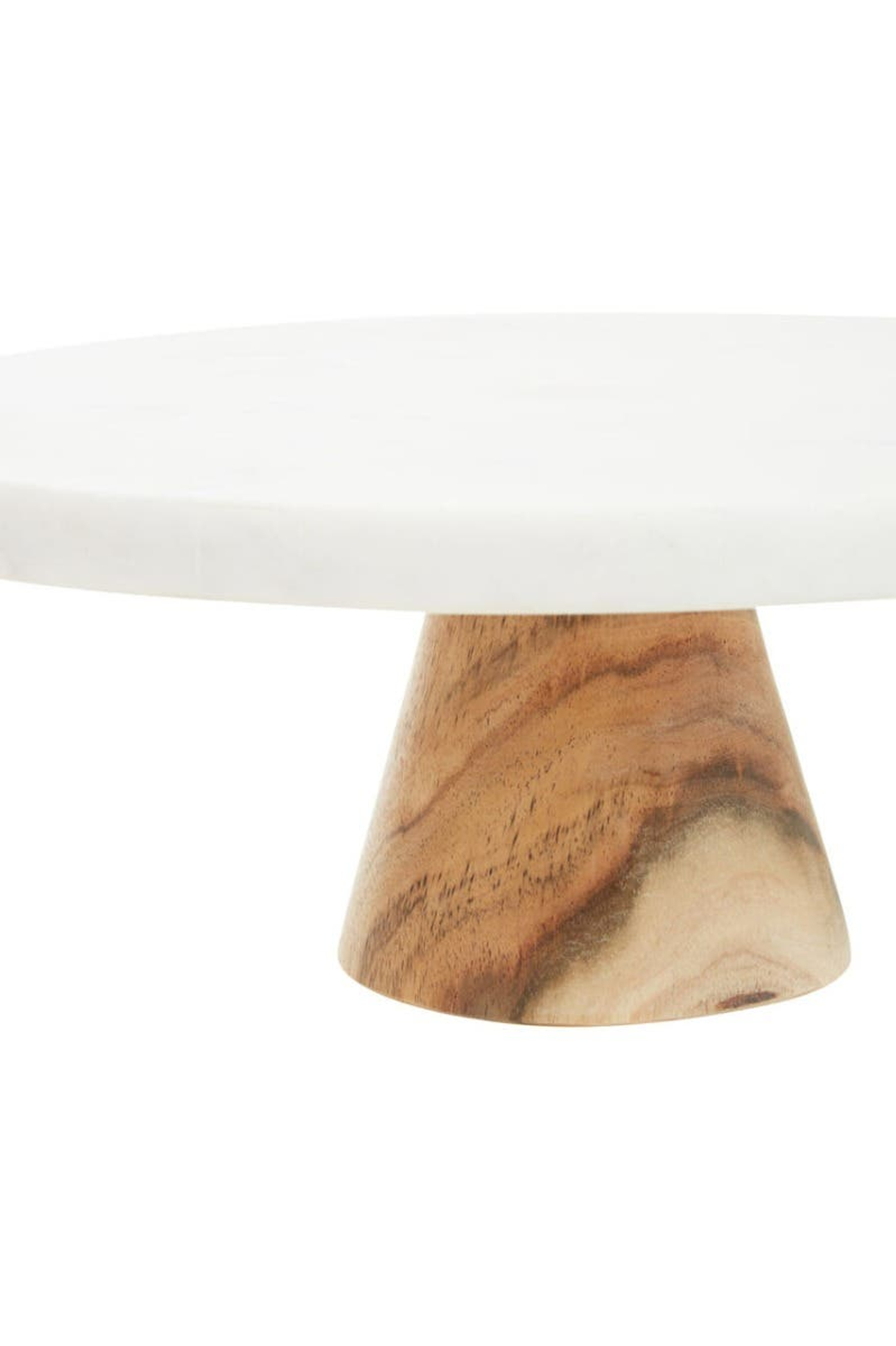Cook Nook Monzaro Round White Marble And Acacia Wood Cake Stand