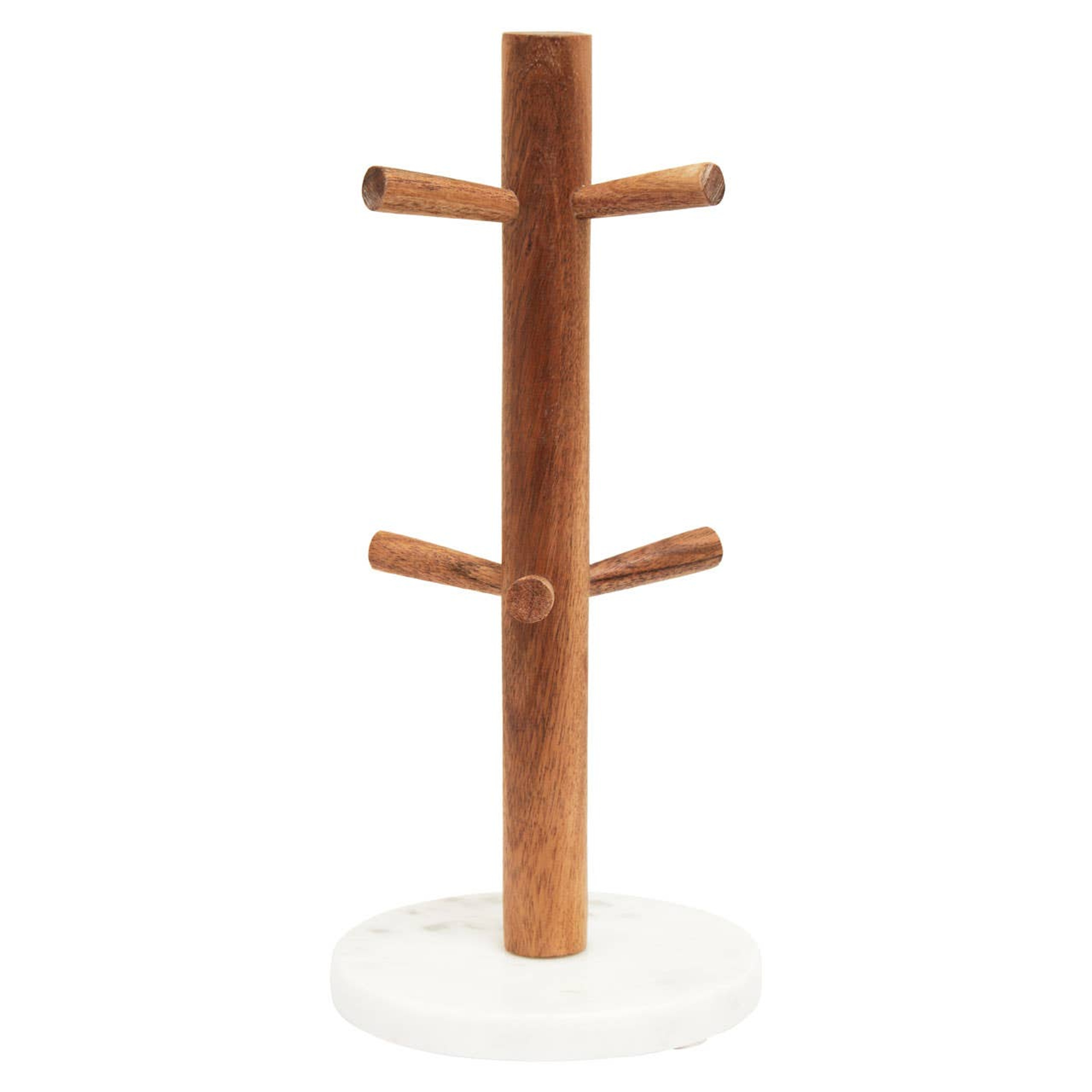 Cook Nook Monzaro Acacia Wood And White Marble Mug Tree