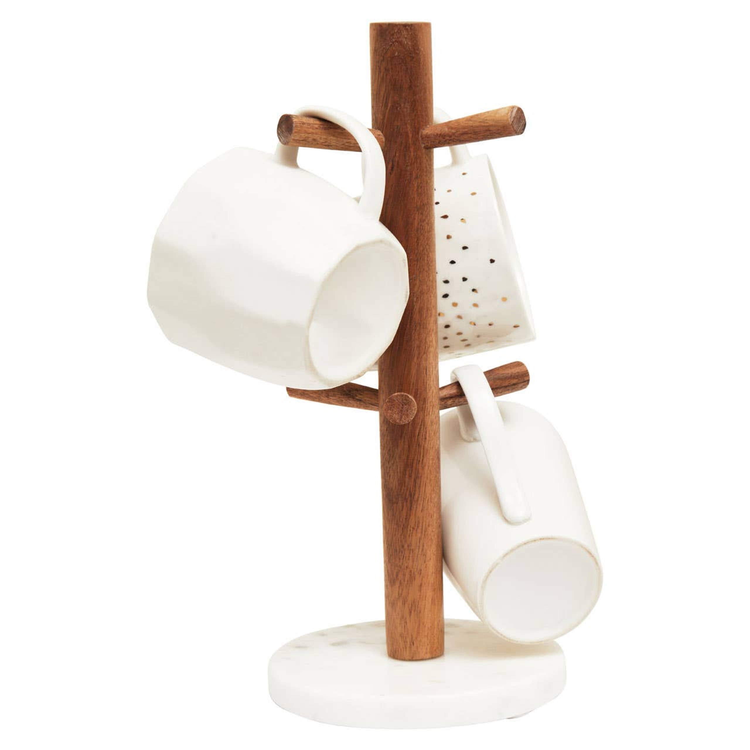 Cook Nook Monzaro Acacia Wood And White Marble Mug Tree