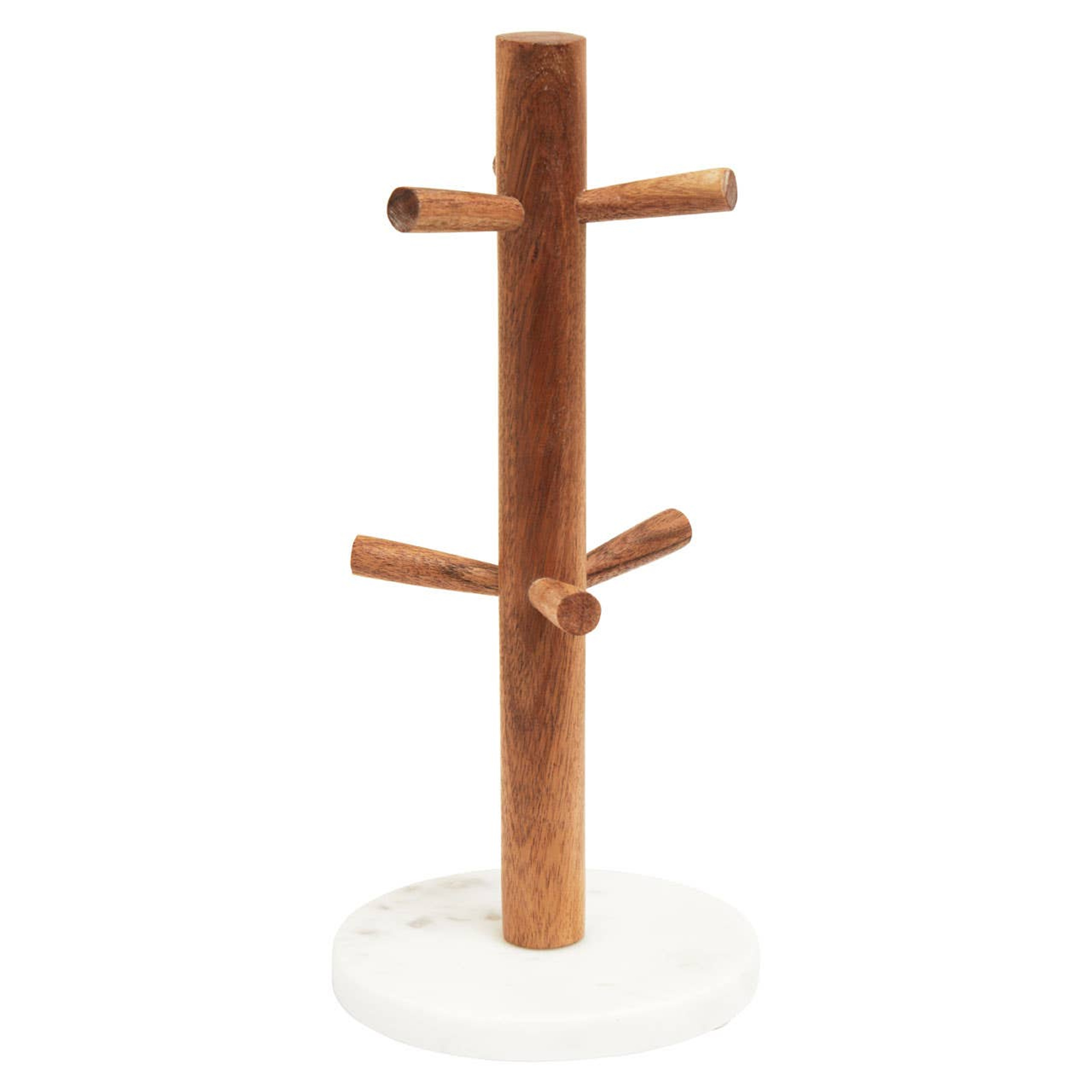 Cook Nook Monzaro Acacia Wood And White Marble Mug Tree