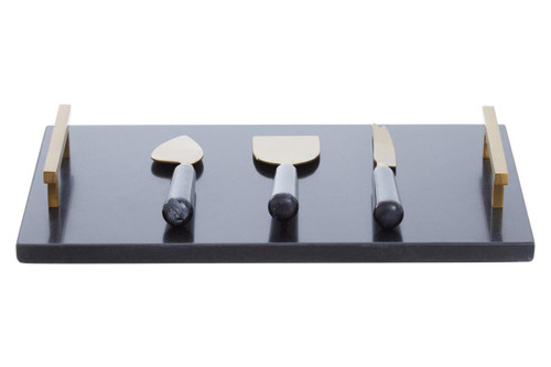 Cook Nook Marina Black and Gold Cheese Board and Knife Set