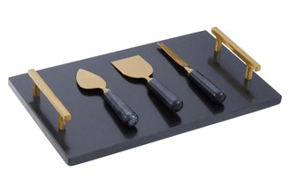 Cook Nook Marina Black and Gold Cheese Board and Knife Set