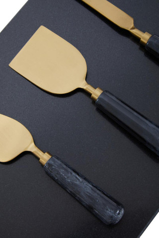 Cook Nook Marina Black and Gold Cheese Board and Knife Set