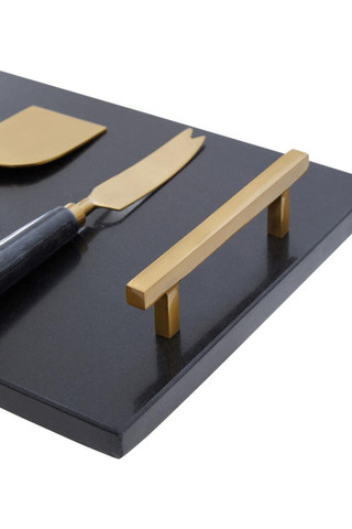 Cook Nook Marina Black and Gold Cheese Board and Knife Set
