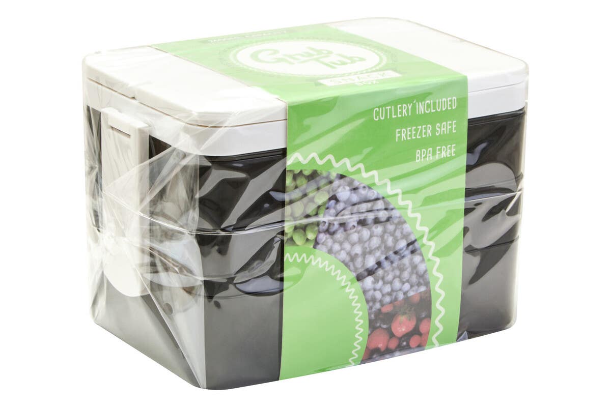 Grub Tub Black Lunch Box With Cutlery