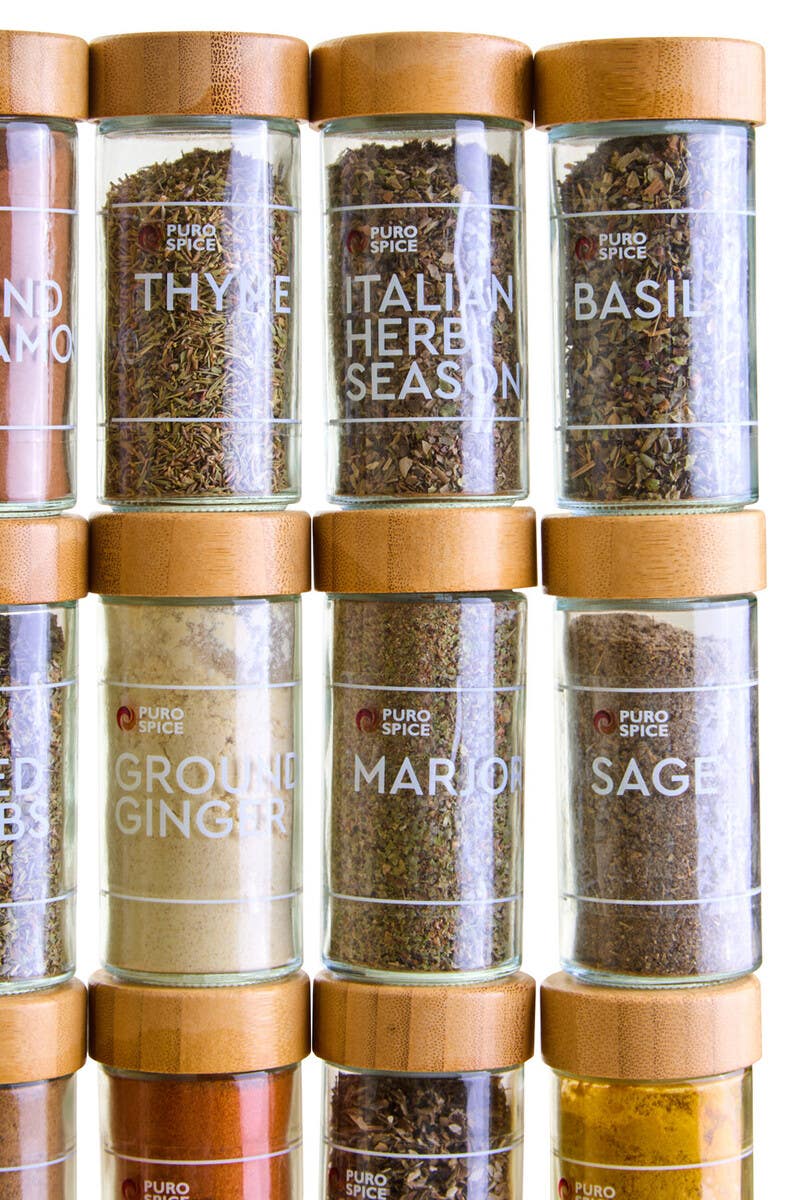 Puro Bamboo Revolving Spice Rack with 16 Jars