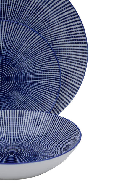 Maya 12 Piece Blue And White Dinner Set