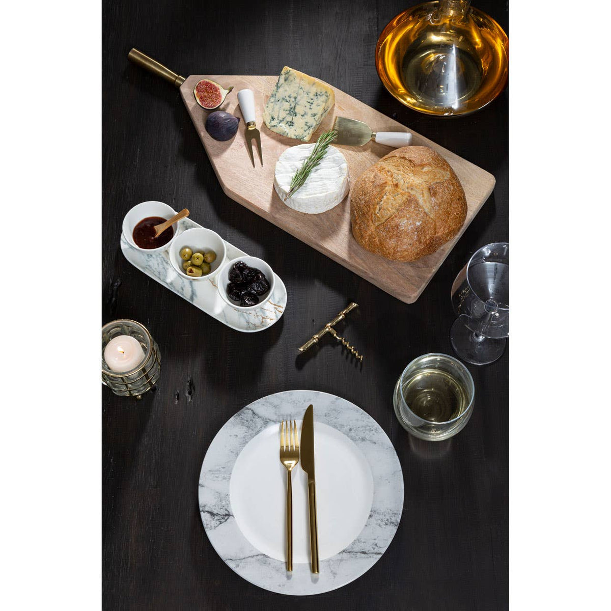 Avie 16 Piece White And Grey Marble Effect Dinner Set