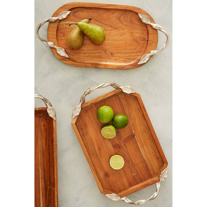 Vine Acacia Wood Oval Serving Tray