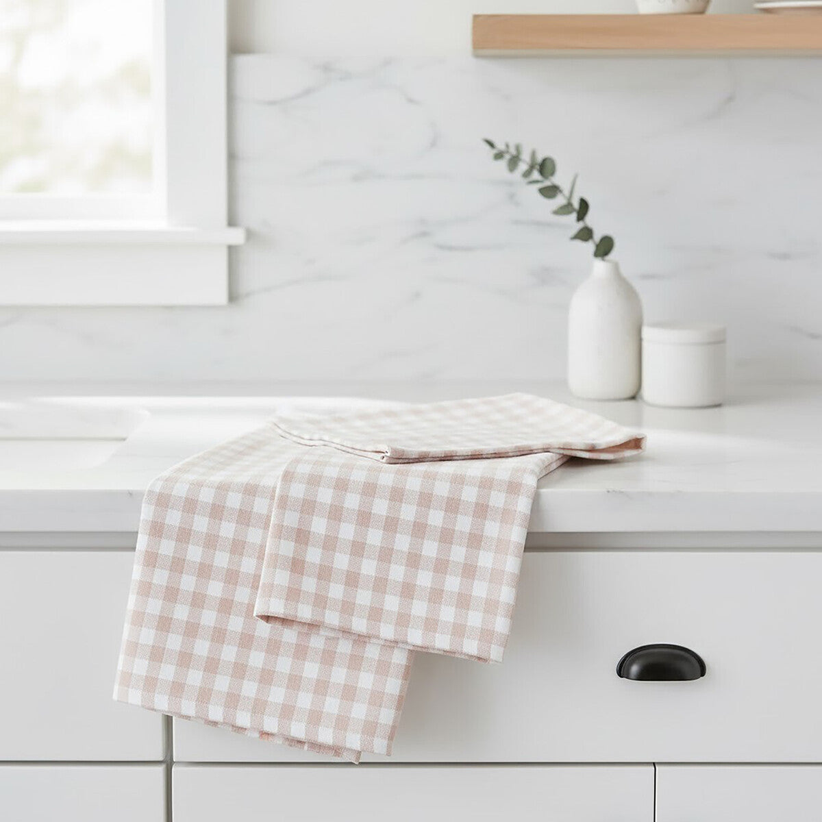 Doro Set Of Three Amber And White Tea Towels