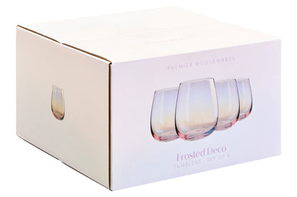 Frosted Deco Set Of 4 Tumbler Glasses