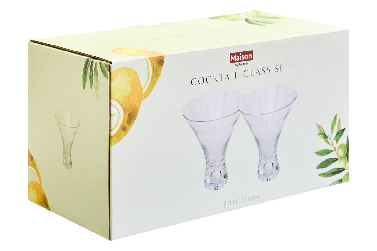 Mila Set Of 2 Clear Cocktail Glasses 330ml
