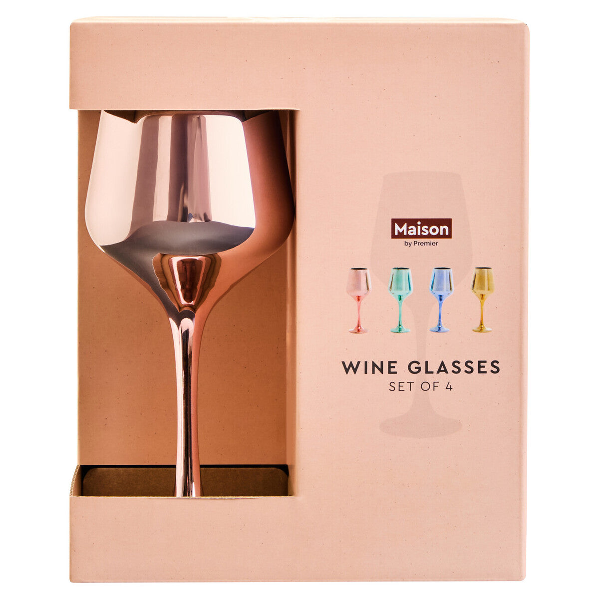 Aurora Set Of Four Wine Glasses In Assorted Colours