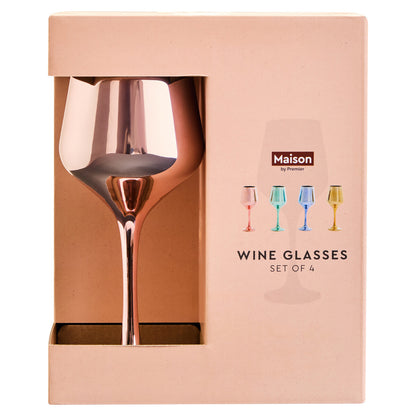 Aurora Set Of Four Wine Glasses In Assorted Colours