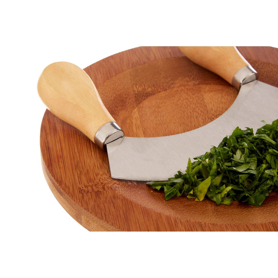 Cook Nook Aleki Bamboo Board with Mezzaluna Herb Chopper