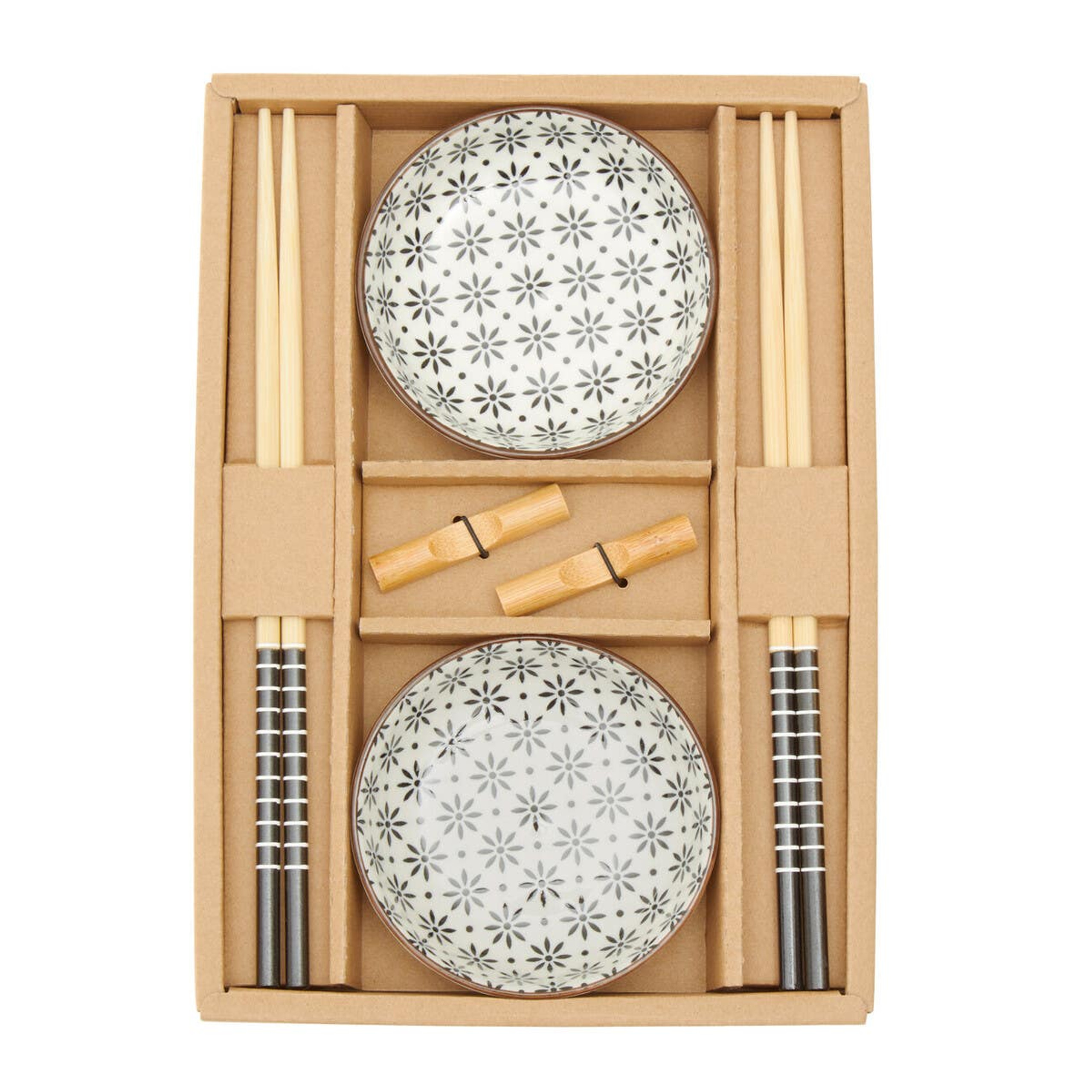 Cook Nook Jurado 6 Piece White Ceramic and Bamboo Sushi Set