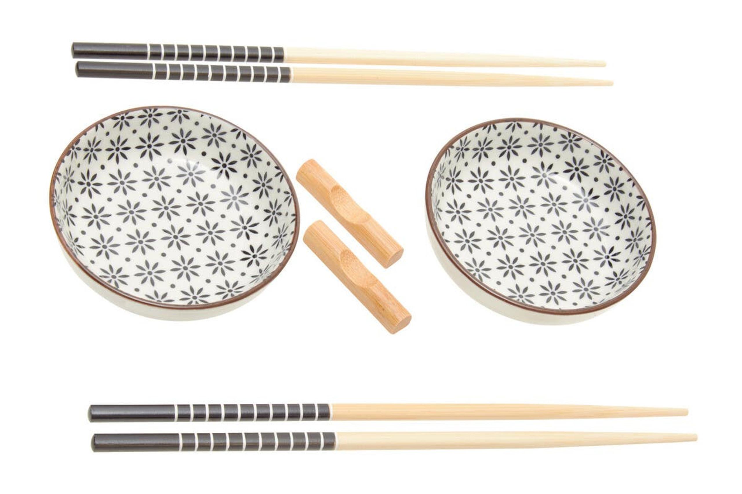 Cook Nook Jurado 6 Piece White Ceramic and Bamboo Sushi Set