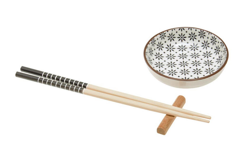 Cook Nook Jurado 6 Piece White Ceramic and Bamboo Sushi Set