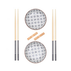 Cook Nook Jurado 6 Piece White Ceramic and Bamboo Sushi Set