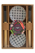 Cook Nook Jurado 6 Piece White Ceramic and Bamboo Sushi Set