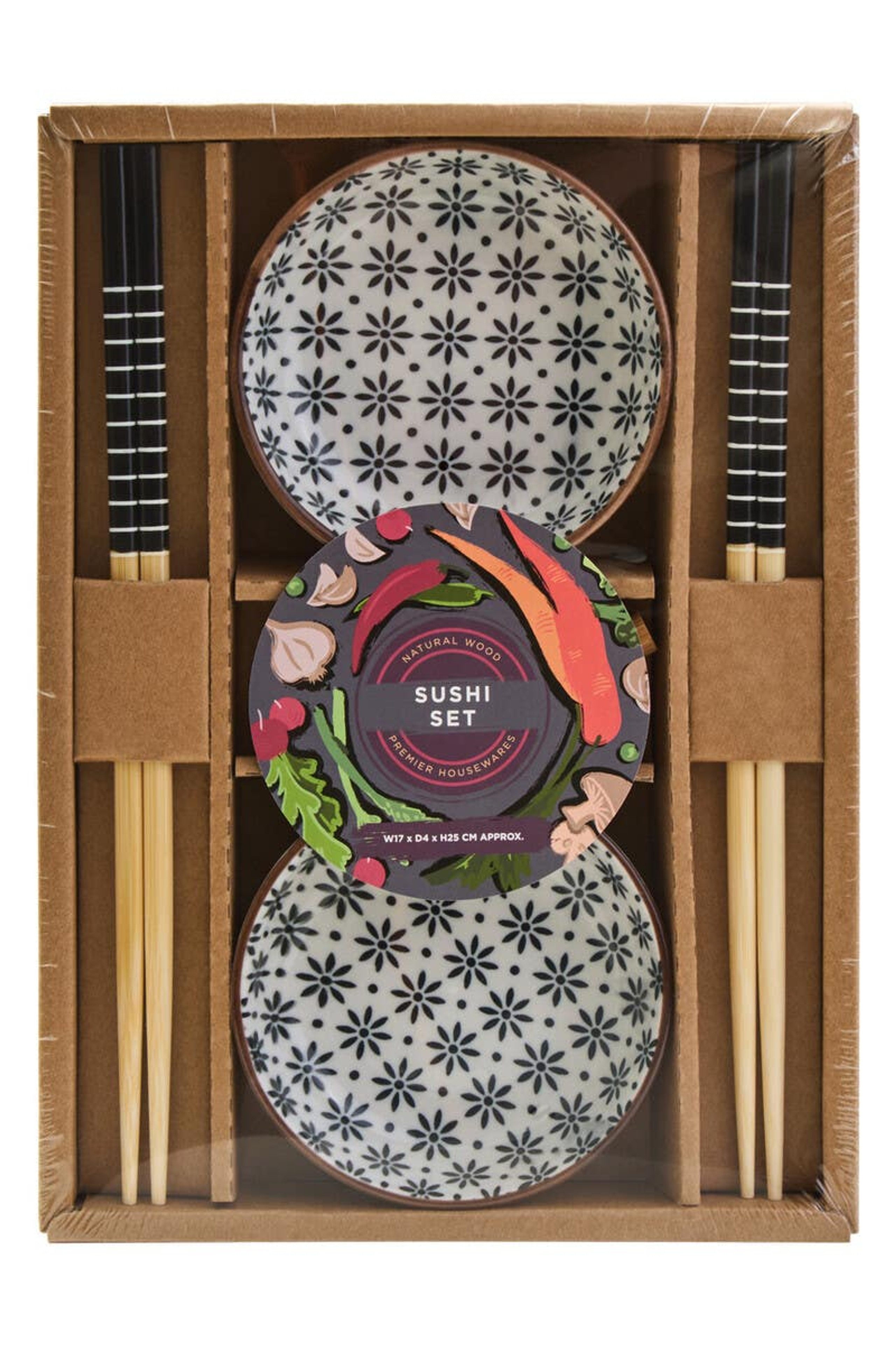 Cook Nook Jurado 6 Piece White Ceramic and Bamboo Sushi Set